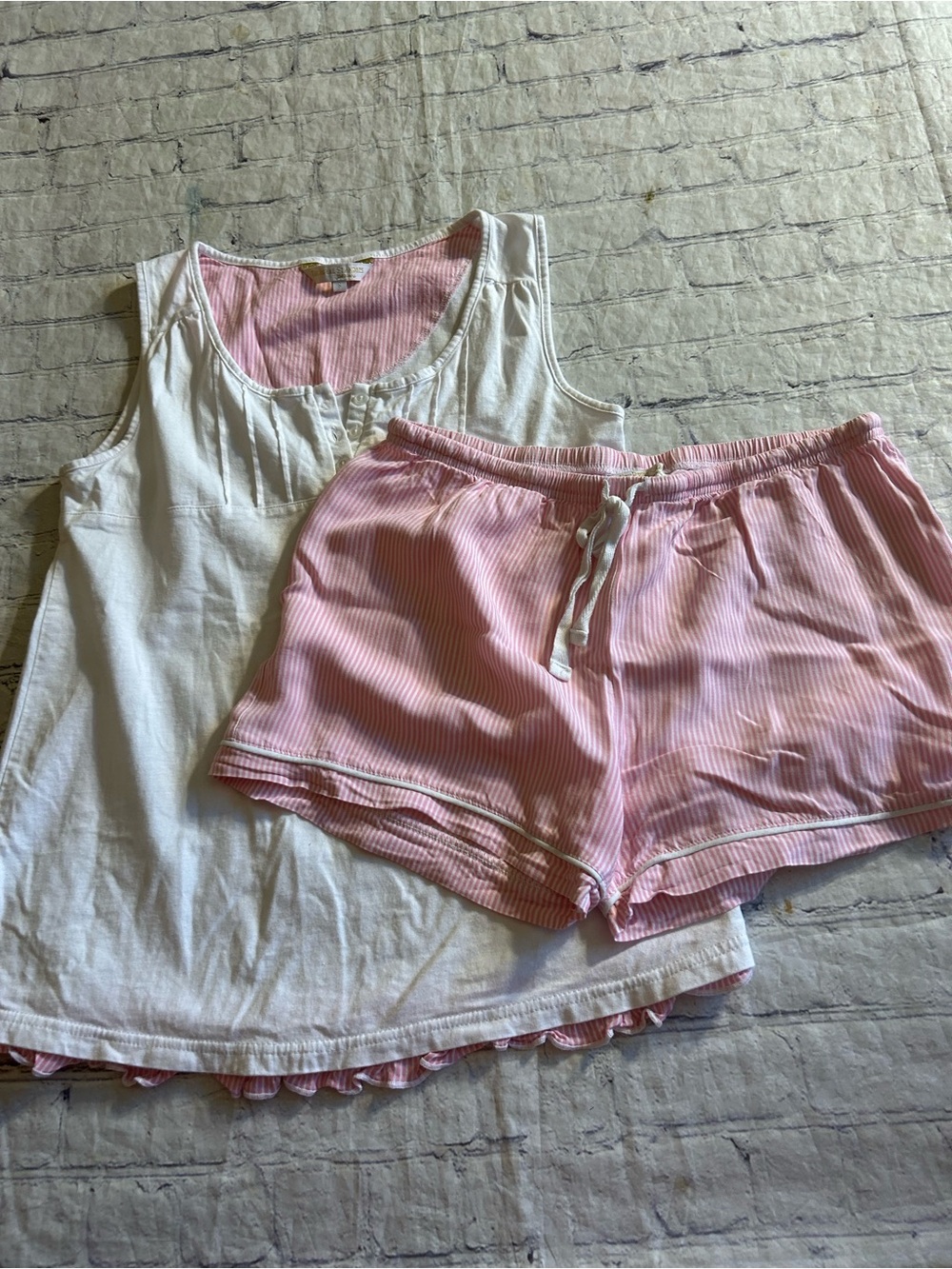 THE ROYAL STANDARD COLLECTION WHITE AND PINK SHORT PJ SET 100% COTTON SIZE SMALL - Picture 10 of 10